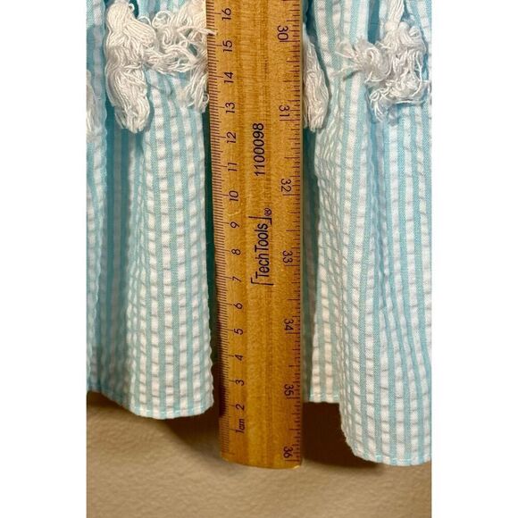 Rare Editions Little Girls Ruffle Neckline Color Block Maxi Seersucker Dress 5 - Picture 7 of 9